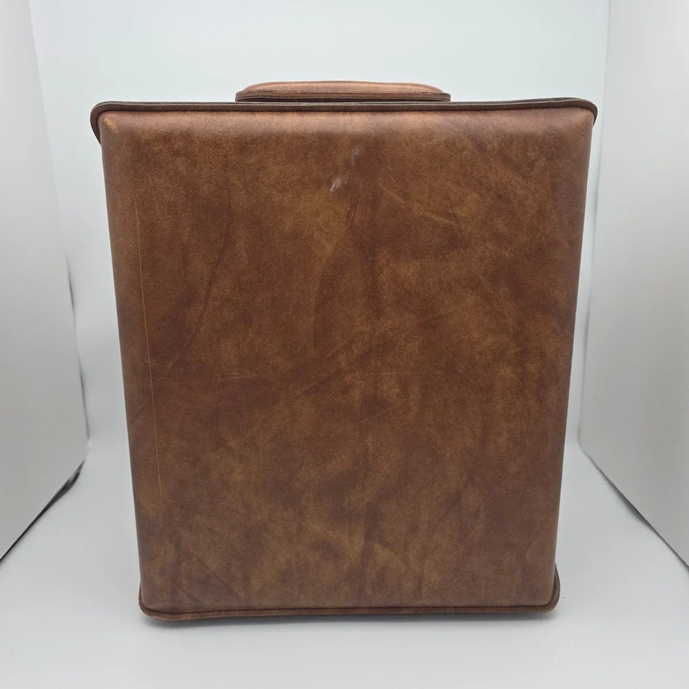 Vintage Travel Bar Case Brown Leather Mid Century Retro Speakeasy‎ Barware 1970s